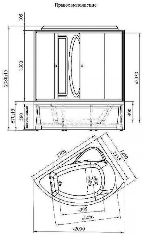 Душевой бокс Radomir Вирсавия К1 170x125 R 1-04-6-2-4-0691 с баней с гидромассажем