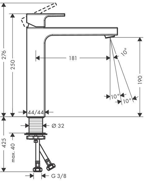Hansgrohe Vernis Shap Смеситель для раковины, излив 190 мм, цвет: матовый черный