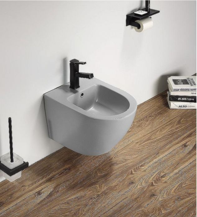 Биде CeramaLux В2342BDMH подвесное Светло-серое матовое