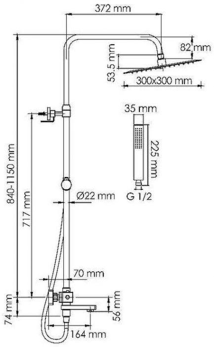 Душевая система WasserKRAFT Abens A299.162.218.BM Thermo с термостатом Черная матовая