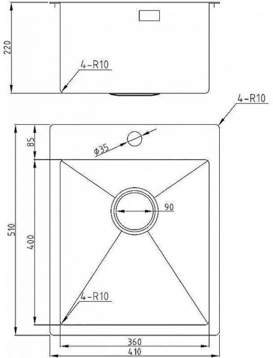 Кухонная мойка Milacio Denia 41 MC.77460 Нержавеющая сталь