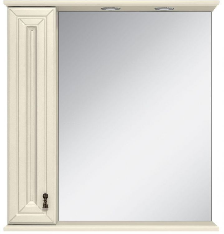 Зеркало со шкафом Misty Лувр 75 L П-Лвр03075-1014Л с подсветкой Слоновая кость