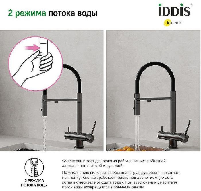 Смеситель для кухни Iddis Ace ACEGMFFi05 Графит
