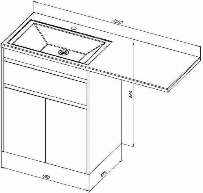 Тумба с раковиной Aquanet Токио 130 R 239216 Белая