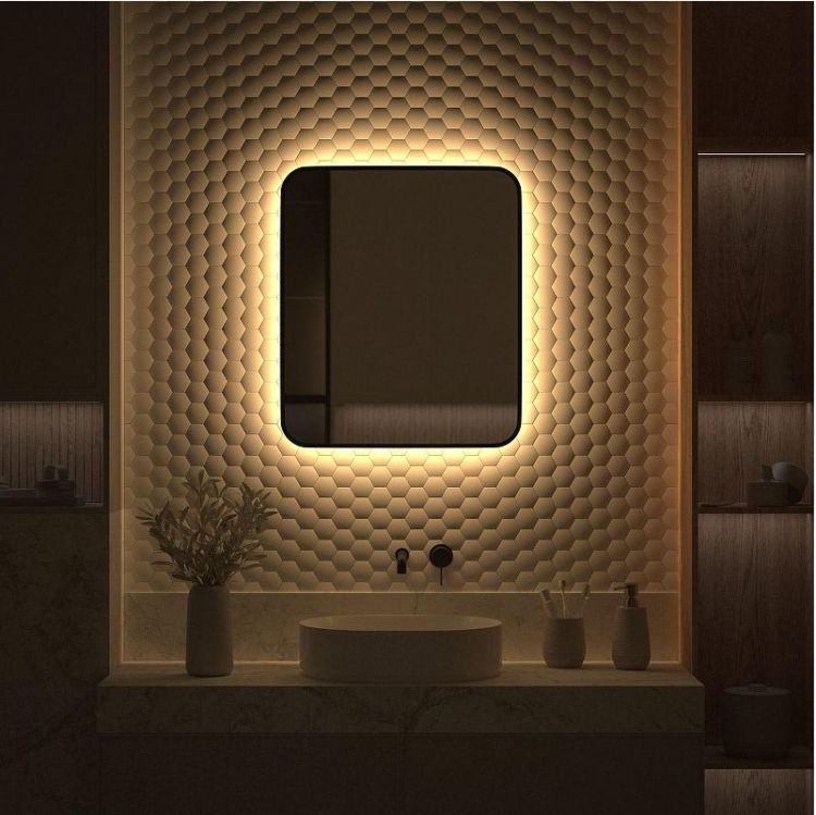 Зеркало Defesto Aura 60х70 DF 2976 с подсветкой 23W-3000K/Без выключателя/Теплый белый свет/Черная рама Зеркало Defesto Aura 60х70 DF 2976 с подсветкой 23W-3000K/Без выключателя/Теплый белый свет/Черная рама