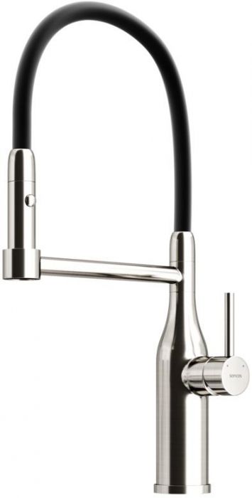 Смеситель для кухни Sancos Pride с гибким изливом, цвет нержавеющая сталь/черный, SC4011BNG