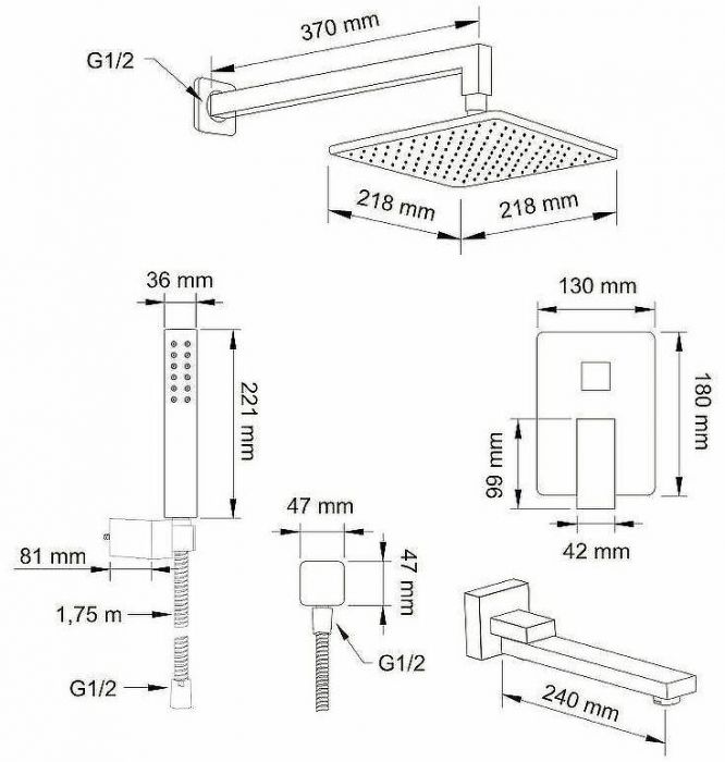 Душевая система Swedbe Platta 5546 Хром
