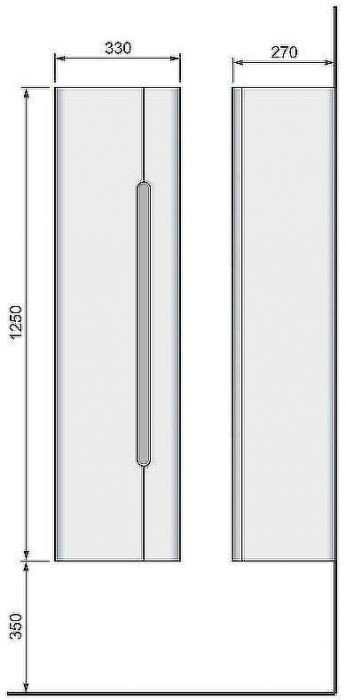 Шкаф пенал Jorno Shine 33 R Shi.04.125/P/W подвесной Белый глянец