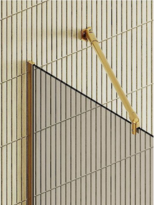 Душевая перегородка Maybah Glass MGD-733-3у 890x1950 в узком профиле Золото стекло бронзовое