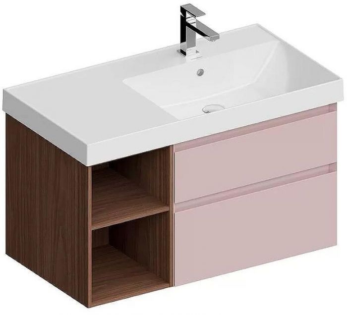 Тумба под раковину Kerama Marazzi Cubo 90 R CUB.90.2Rh\MAL.N подвесная Мальва матовый Структурированный орех