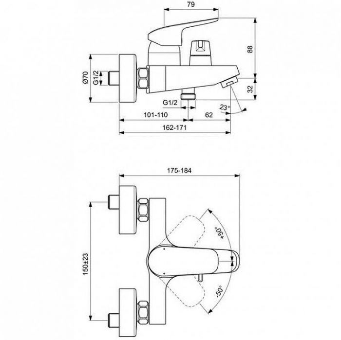 Смеситель для ванны Ideal Standard Ceraflex B1740AA Хром