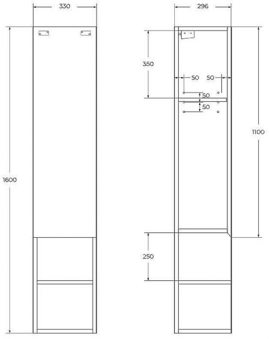 Шкаф пенал BelBagno Kraft 33 R KRAFT-1600-1A-SC-RT-R подвесной Rovere Tabacco