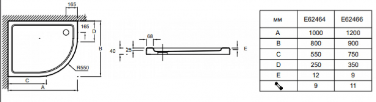 Душевой поддон Jacob Delafon Flight E62466-00