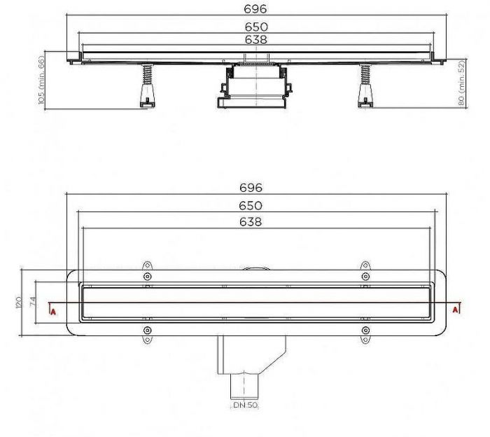 Душевой лоток Bettoserb Net Line 13702517 с решеткой Хром матовый