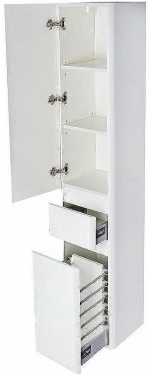 Шкаф пенал Style Line Атлантика 35 L Люкс Plus СС-00002257 с бельевой корзиной Белый матовый антискрейтч