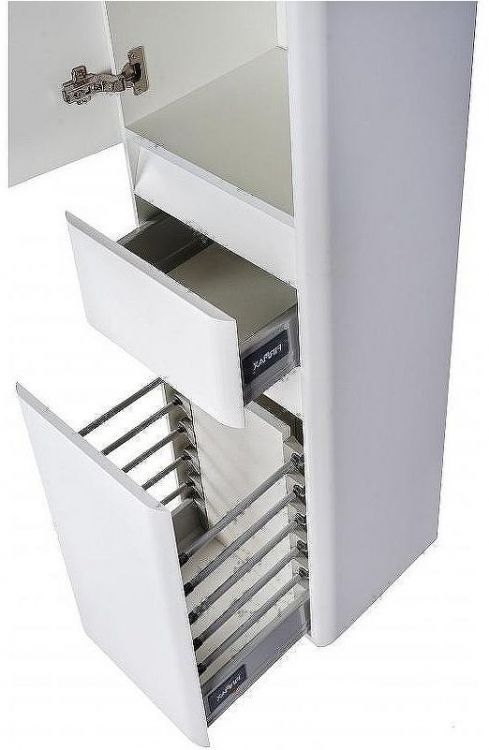 Шкаф пенал Style Line Атлантика 35 L Люкс Plus СС-00002257 с бельевой корзиной Белый матовый антискрейтч