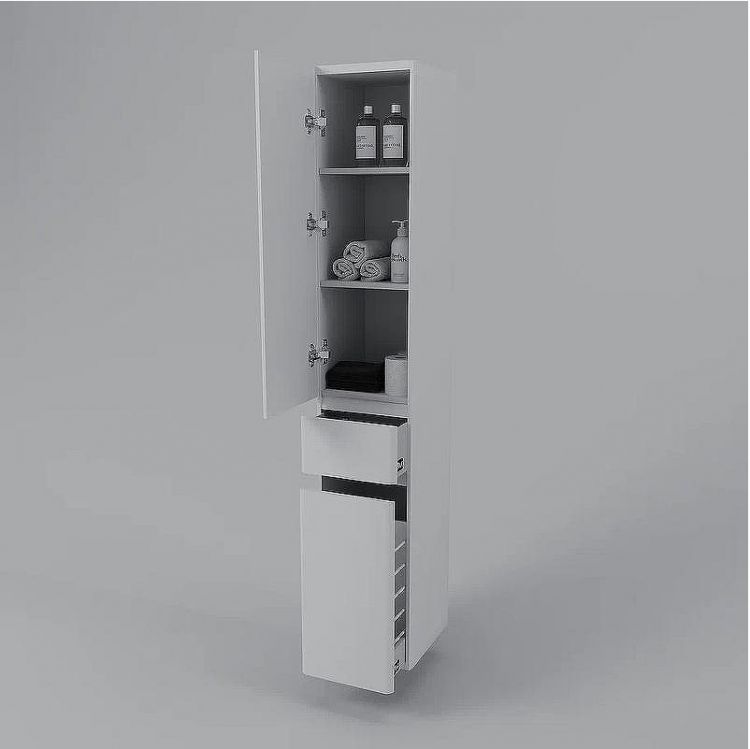 Шкаф пенал Style Line Атлантика 35 L Люкс Plus СС-00002257 с бельевой корзиной Белый матовый антискрейтч