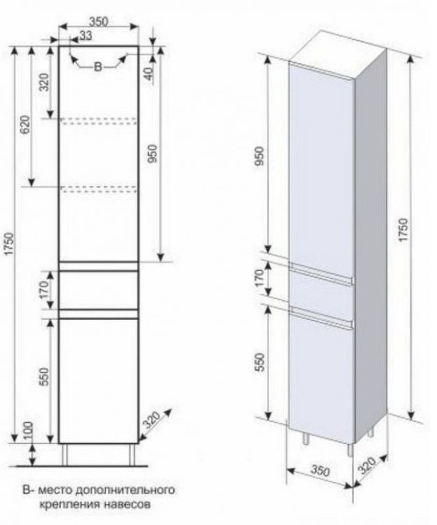 Шкаф пенал Style Line Атлантика 35 L Люкс Plus СС-00002257 с бельевой корзиной Белый матовый антискрейтч