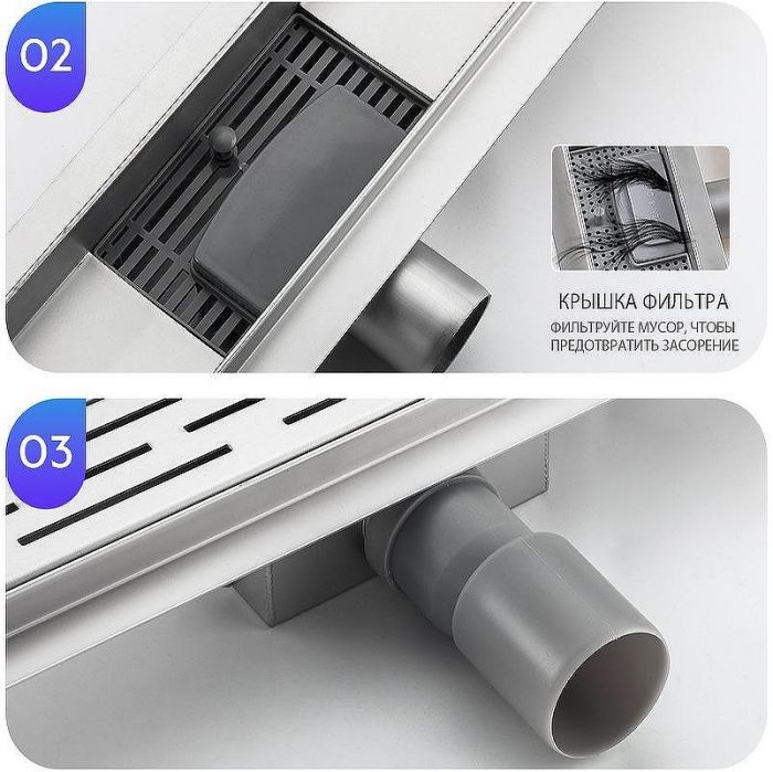 Душевой лоток Gappo G88007-1 с решеткой Нержавеющая сталь