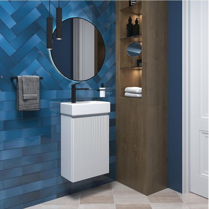 Тумба с раковиной Wellsee WC Area 40 L 221801002 подвесная цвет Белый матовый