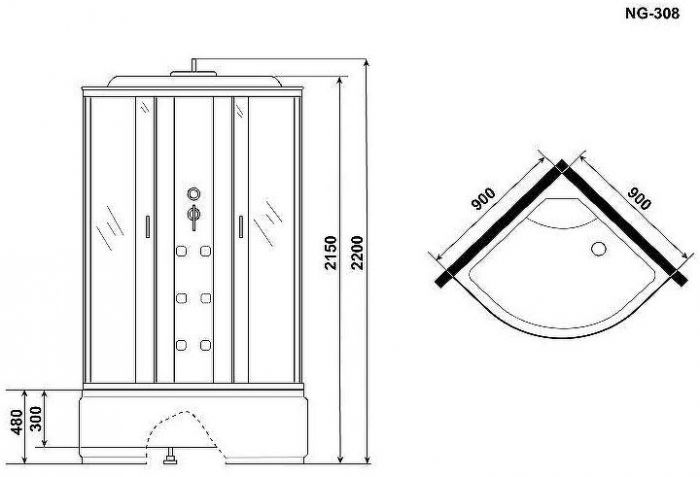 Душевая кабина Niagara Ultra 90x90 NG-308-01 с гидромассажем