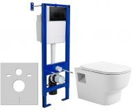 Комплект унитаза Avimano Tradition 1000090 с инсталляцией Berges Atom 410 040332 с сиденьем Микролифт и Черной матовой клавишей смыва