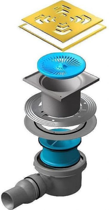Душевой трап Pestan Confluo Standard 13000136 с решеткой Золото глянец