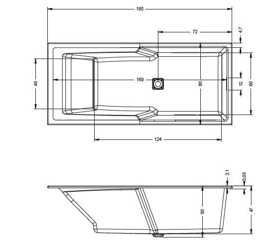 Акриловая ванна RIHO STILL SHOWER 180x80, BR0500500000000 Акриловая ванна RIHO STILL SHOWER 180x80, BR0500500000000