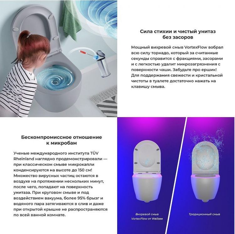 Унитаз Wellsee Chalice Perfection 182610001 подвесной цвет Серый матовый с сиденьем Микролифт Унитаз Wellsee Chalice Perfection 182610001 подвесной цвет Серый матовый с сиденьем Микролифт