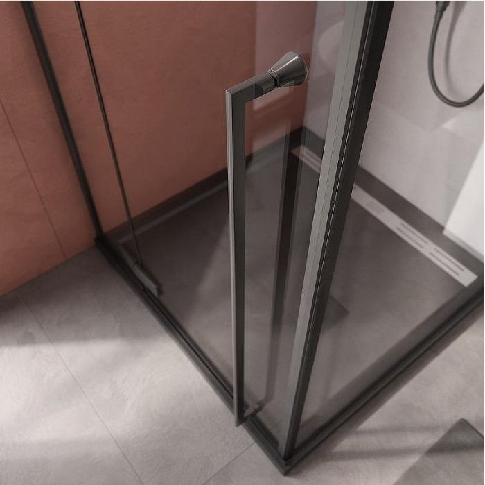 Душевой уголок Cezares Liner 90x90 L LINER-A-1-90-C-NERO-L профиль Черный матовый стекло прозрачное