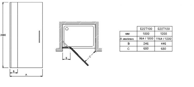 Душевая дверь Jacob Delafon Contra 120x200 см, E22T120-GA Душевая дверь Jacob Delafon Contra 120x200 см, E22T120-GA