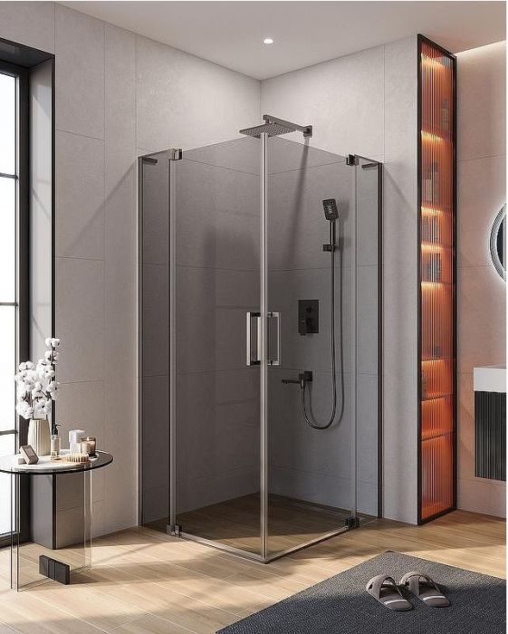 Душевой уголок Cezares Slider 90x80 SLIDER-AH-2-70/80-80/90-GRIGIO-GM профиль Оружейная сталь стекло серое