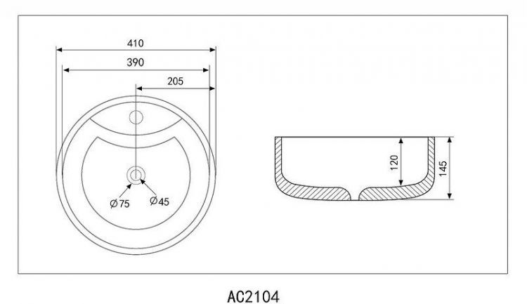 Раковина Abber Bequem 41 AC2104MB Черная матовая