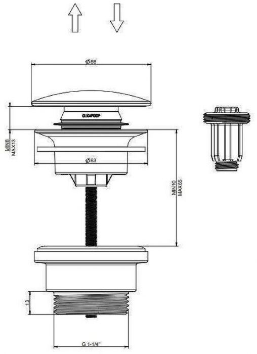 Донный клапан Grocenberg GB106GL click-clack Золото брашированное