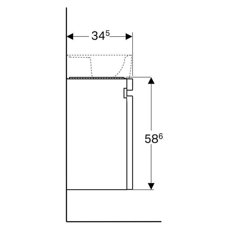Тумба под раковину Geberit Renova Nr. 1 Plan с дверцей , 42x35, темно-серый матовый [869051000]