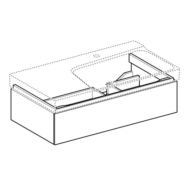 Тумба под раковину Geberit Xeno? 880х220х462 мм, 1 маленький ящик, сифон справа, матовый серый [500.514.00.1]