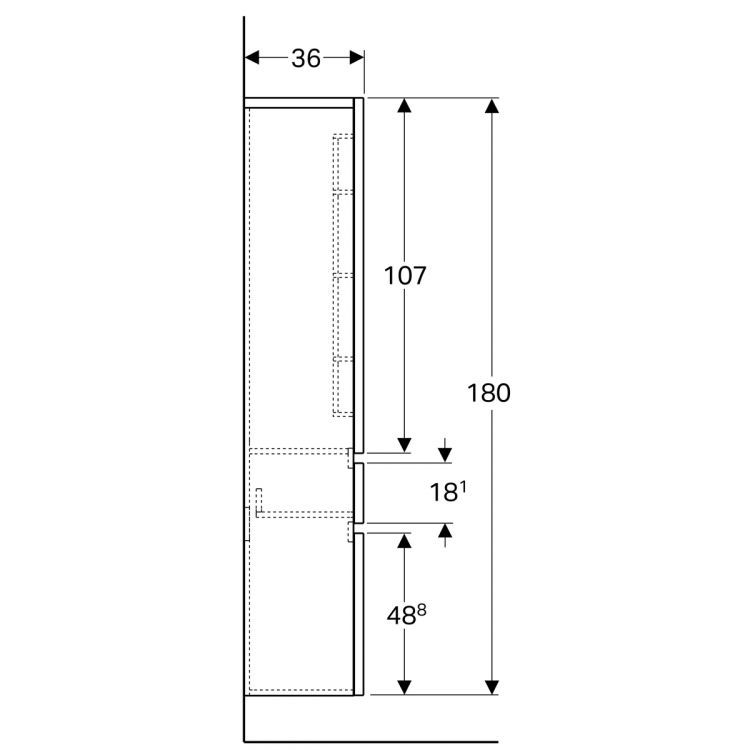 Пенал для ванной Geberit Renova Nr. 1 Plan, 39x36, натуральный дуб [869003000]