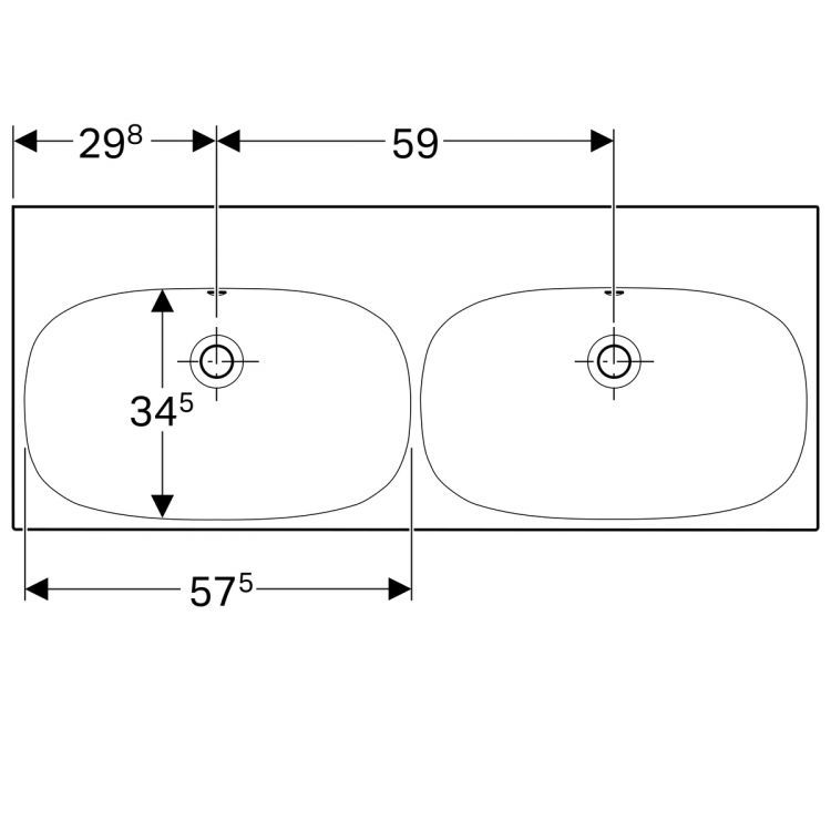 Раковина двойная Geberit Acanto, 500.628.01.2