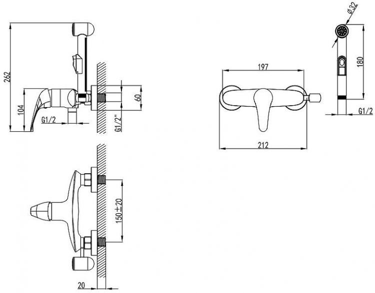 Гигиенический душ со смесителем AWP Agura S0718C цвет Хром Гигиенический душ со смесителем AWP Agura S0718C цвет Хром