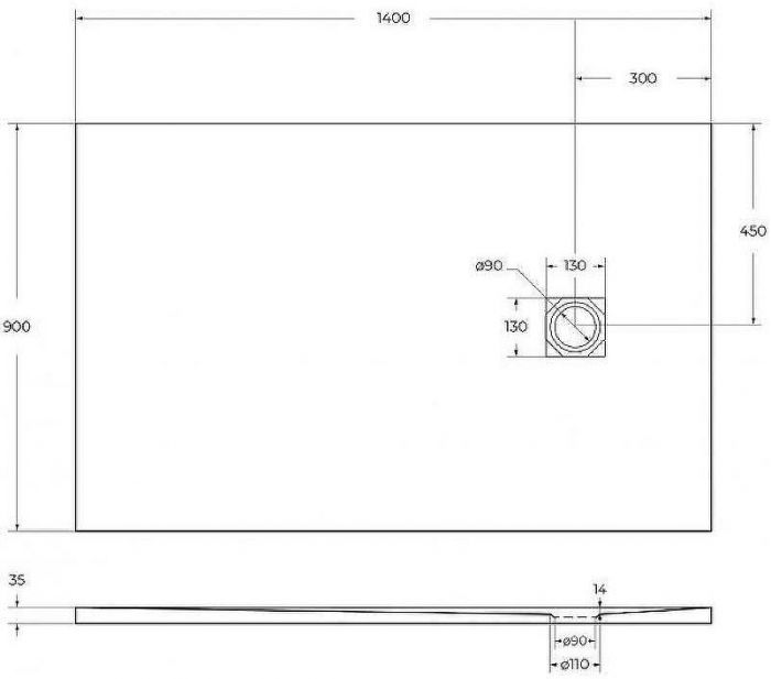 Душевой поддон из искусственного камня BelBagno Uno 140x90 TRAY-MR-UNO-AH-140/90-35-W-CR Белый