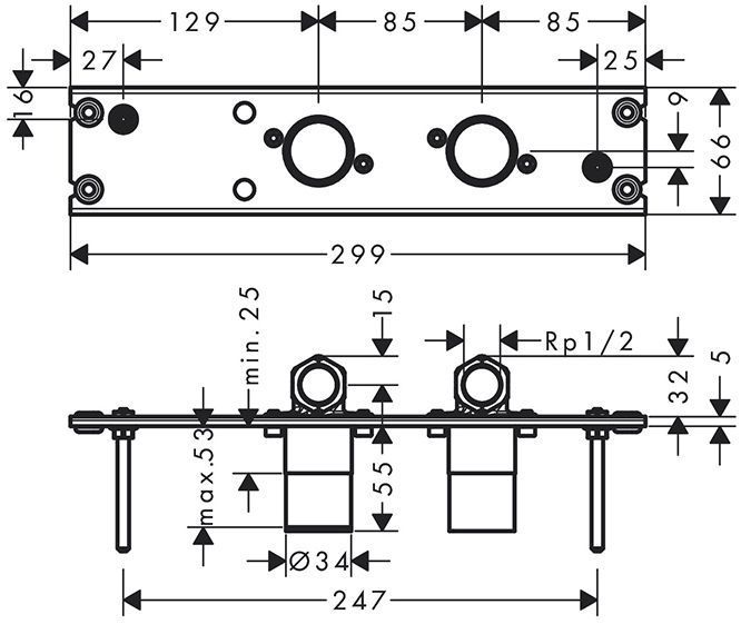 Hansgrohe Rainfinity Скрытая часть Showerpipe 360, 1jet