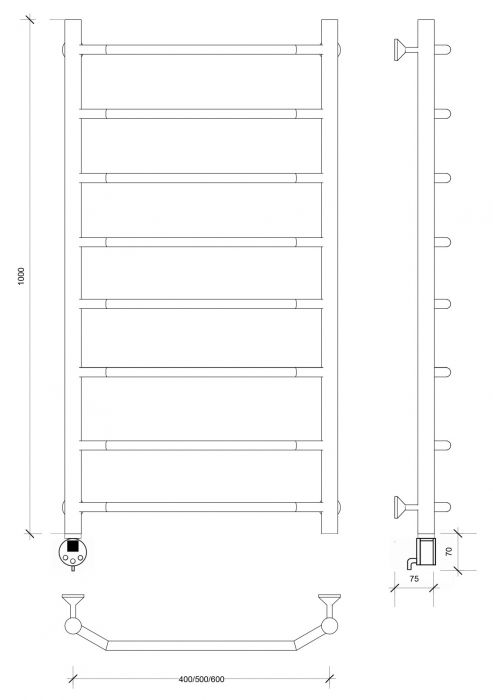 Полотенцесушитель электрический Secado Агата 1 100x40 графит