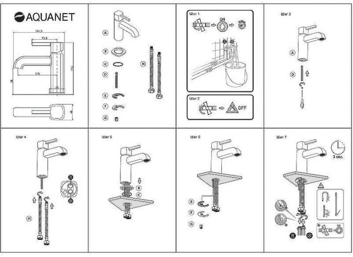 Смеситель для раковины Aquanet Minima AF130-10C 261813 Хром