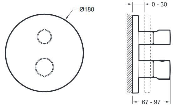Tермостат встраиваемый Jacob Delafon MODULO E75390-CP, два выхода Tермостат встраиваемый Jacob Delafon MODULO E75390-CP, два выхода