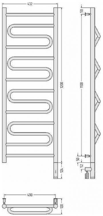 Электрический полотенцесушитель Сунержа Элегия 3.0 1200x400 R 00-5819-1240 Хром