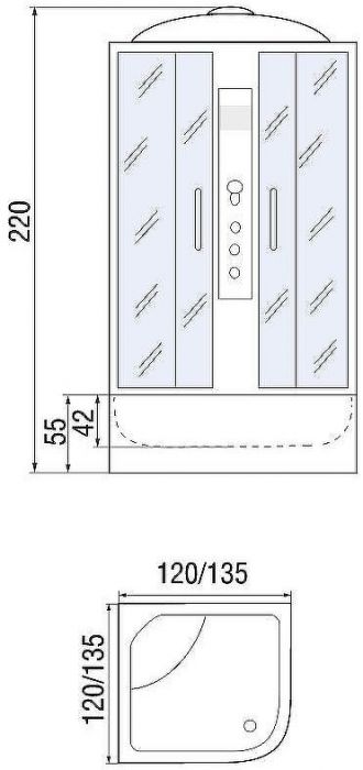 Душевой бокс River Temza 120x120 МТ 10000002183 с поддоном