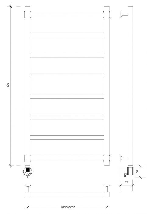 Полотенцесушитель электрический Secado Корсико 1 100x40 белый матовый