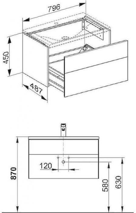 Тумба под раковину Keuco Royal Reflex 80 34060140000 подвесная Трюфель
