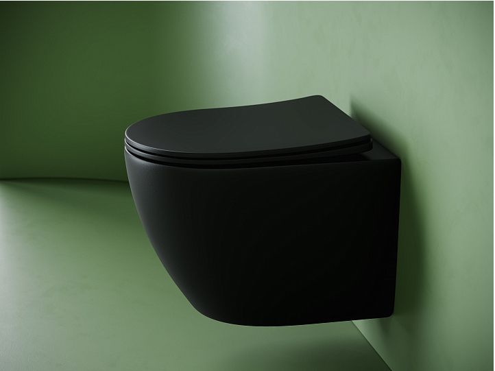 Подвесной унитаз CERAMICANOVA Uno смыв Торнадо 490x360x360 черный матовый Подвесной унитаз CERAMICANOVA Uno смыв Торнадо 490x360x360 черный матовый