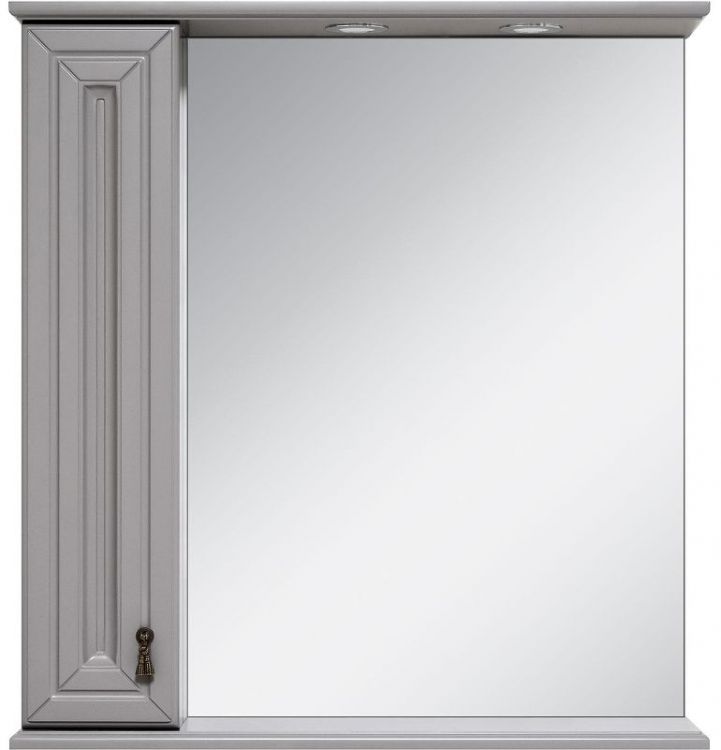 Зеркало со шкафом Misty Лувр 85 L П-Лвр03085-1504Л с подсветкой Серое Зеркало со шкафом Misty Лувр 85 L П-Лвр03085-1504Л с подсветкой Серое
